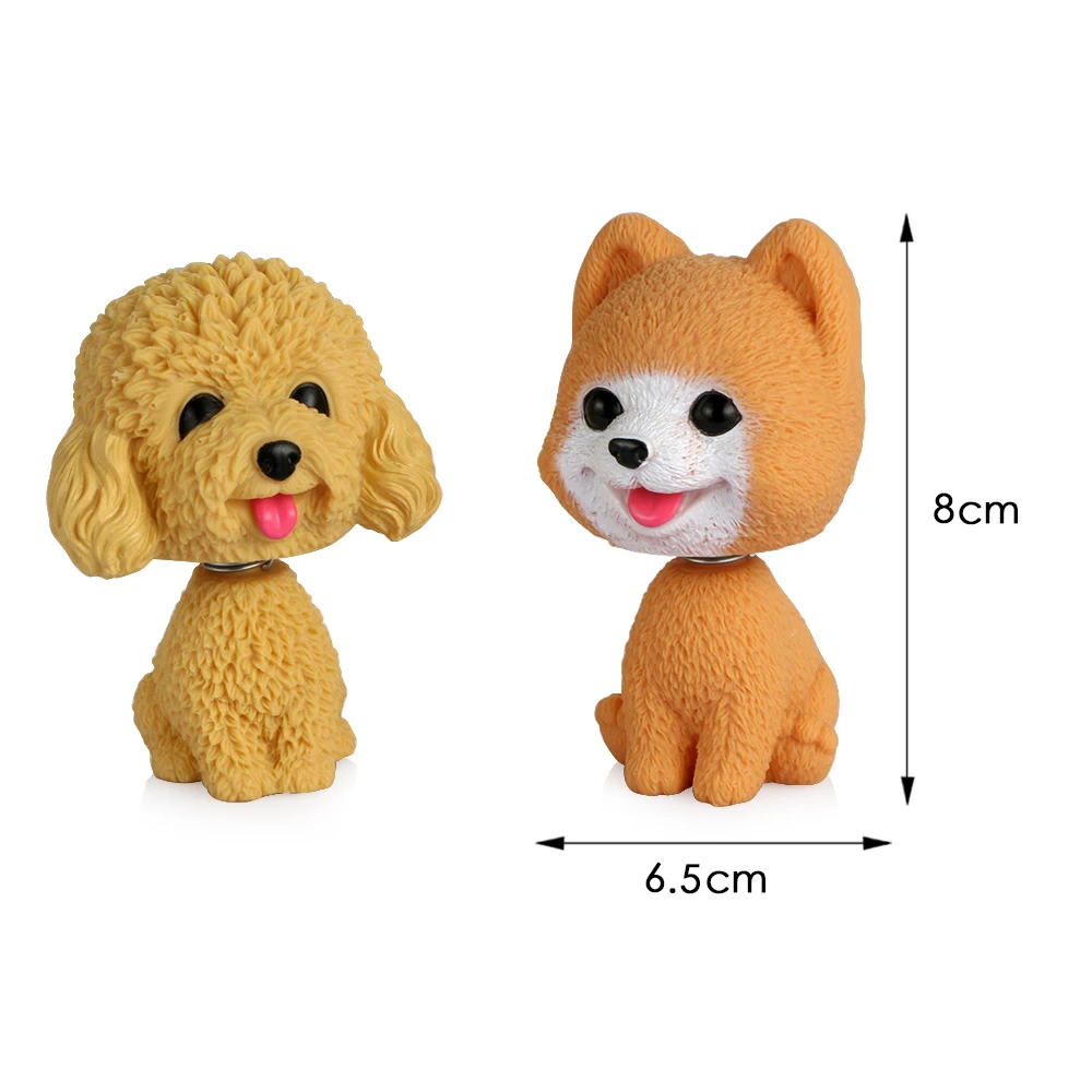 Cute Nodding Dog Doll For Car Dashboard - Bobblehead Resin Toy Decor, Spring Head Shakes With Car Motion (Teddy Style, Black) - View #8
