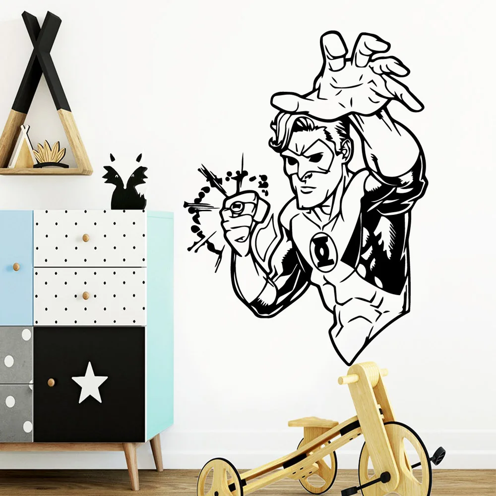 

Cartoon Style super hero Decal Removable Vinyl Mural Poster Living Room Mural Bedroom Decoration Accessories stickers muraux