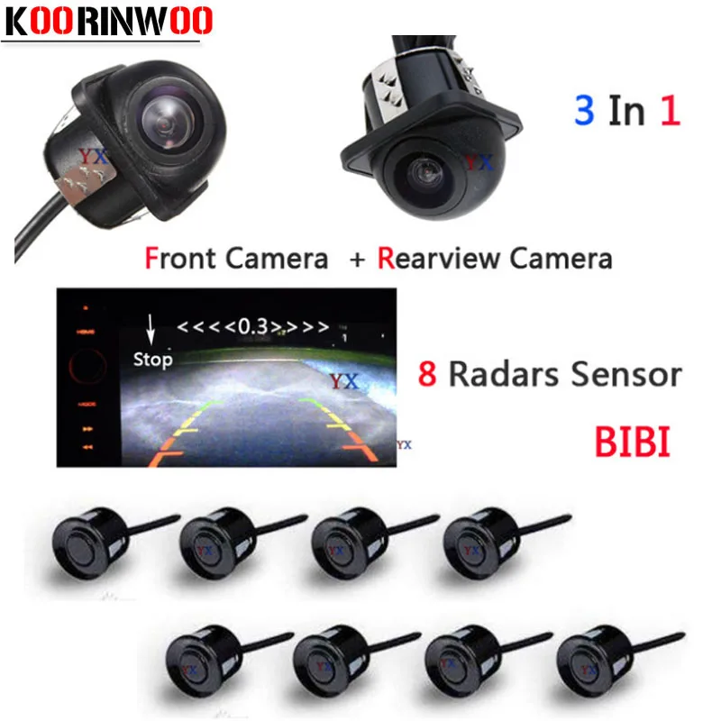 

Koorinwoo Car Parking Sensor 8 Probe Beep Sound Front Camera Car Rear view Camera Parktronic Alarm Radar Detector Blind Reverse