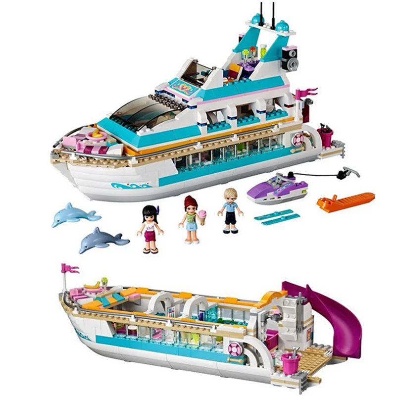 

10172 Friends Series Girl Dolphin Cruiser Large Yacht Club Cruise Vessel Ship 41015 Building Blocks Bela Brick Legoings