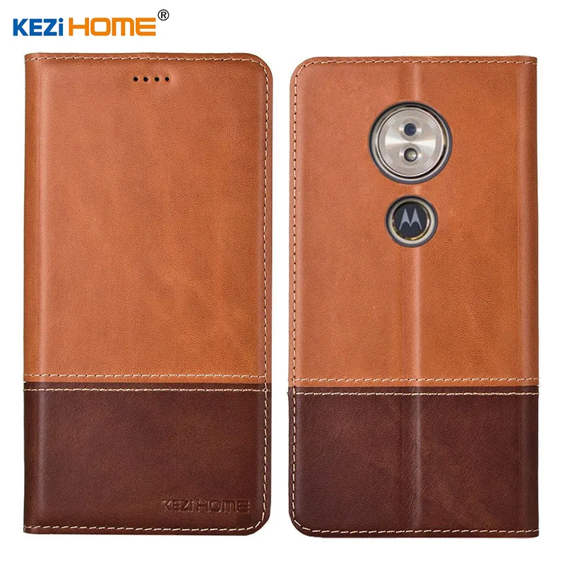 online Caso para Motorola Moto G6 Jogar KEZiHOME Duplo Cores Genuine Virar carteira de Couro Capa para MOTO G6 Jogar casos de Telefone