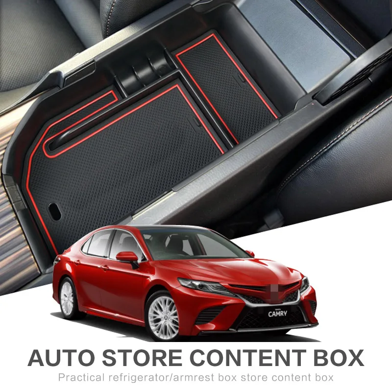 

Car Central Armrest Storage Box For Toyota Camry 2018 LHD Console Arm Rest Tray Holder Stowing Case Pallet Container Accessories