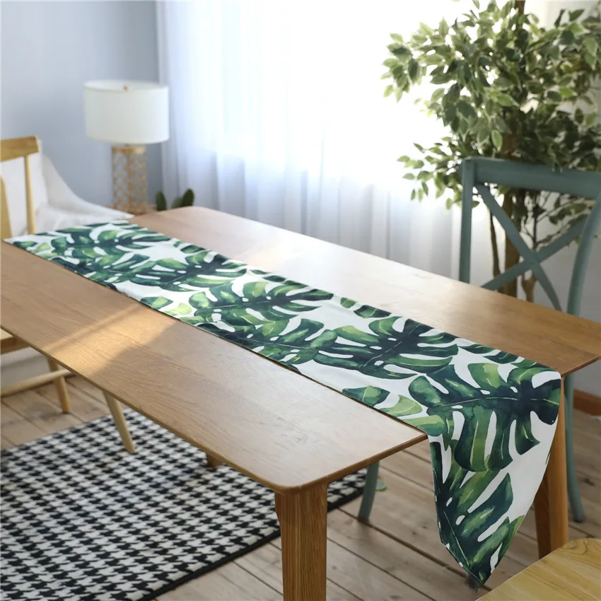 Leaves Waterproof Table Runner Dust Cover Contracted End Of Bed Table Flag Tablecloth For Wedding Party TV Cabinet Dust Cover