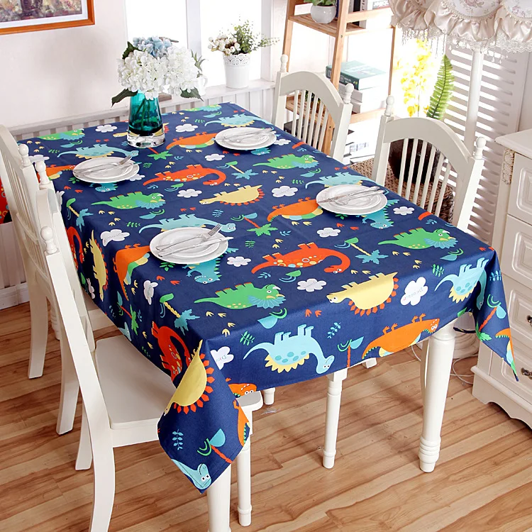  SunnyRain 1-Piece Thick Cotton Canvus Cartoon Dinosaur Table Cloth Square Tablecloth Rectangle Tabl