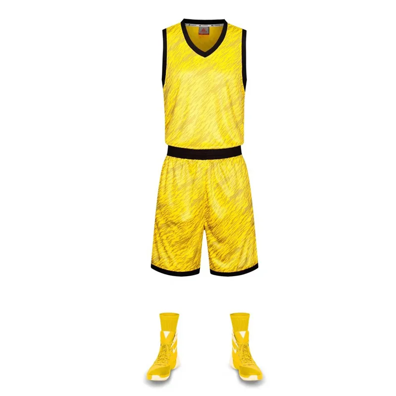 Пользовательские новые мужские команда колледжа баскетбольные трикотажные изделия комплекты униформы спортивная одежда дышащий баскетбольный спортивный костюм для молодежи шорты - Цвет: Yellow