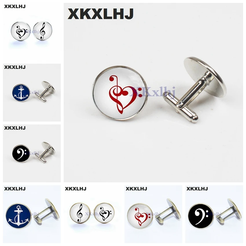 Новинка 2018 модные запонки XKXLHJ в виде музыкальной ноты для рубашки стеклянные