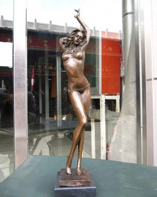 

S0071 20" Western Pure Bronze & Marble nude belle Art sculpture Statue D0318