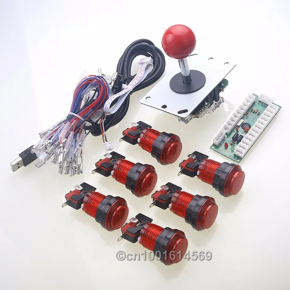 New Arcade DIY Kits Parts USB PC Encoder 5 Pin 8 Way Joystick 6 x LED