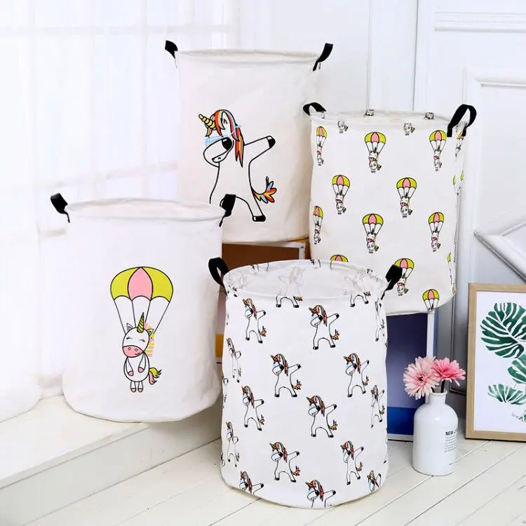 18 Best Selling Storage Bag For Nordic Cartoon Children's Toy DIY Storage Bucket Home Fabric Large Canvas Dirty Clothes Bucket