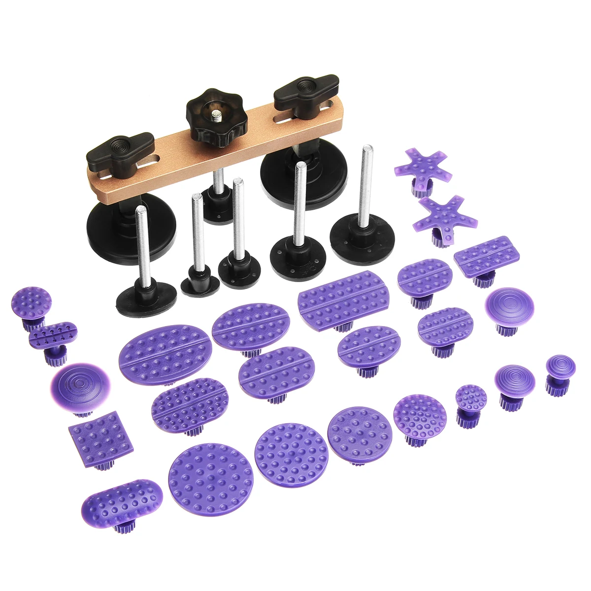 Car Body Dent Hail Repair Removal Bridge Puller With 24 Pcs Purple Glue Tabs Kit Auto Maintence Hand Tool Set