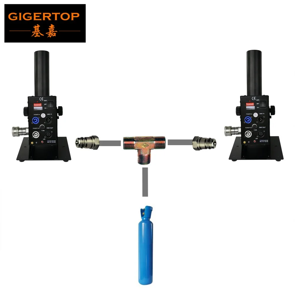 Máquina de Swing Ângulo de Pulverização de Controle Tanque de Gás de Alimentação Freeshipping 2 Unidades Único Tubo Co2 Jet Dmx 512 2ch Power In e out Cabo um