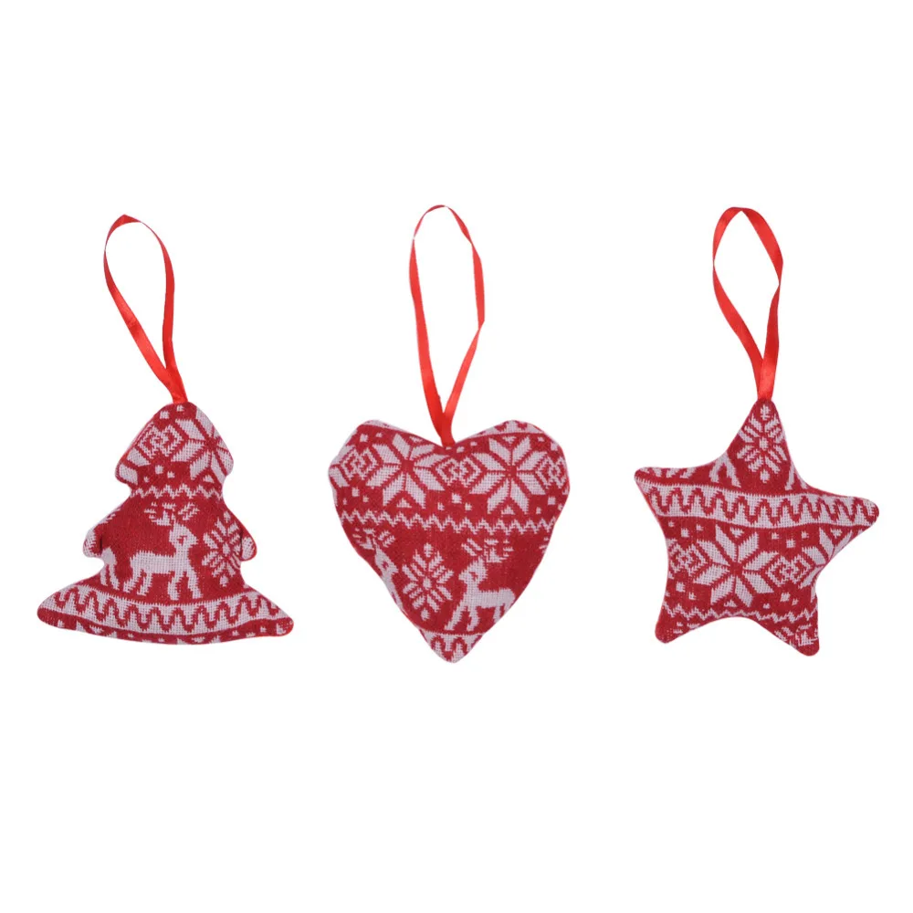 

3pcs/lot Christmas Sweet Heart Star Snowman Shaped Adornment Xmas Multicolor Ornaments Home Party Festival Christmas Accessories