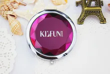 100pcs/Lot+Customized LOGO Crystal Compact Mirror Wedding Gift Pocket Mirror Bridal Shower Favors For Guest+FREE SHIPPING