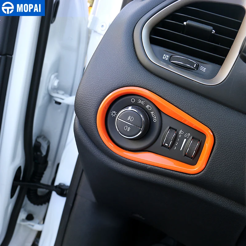 MOPAI Newest ABS Car Interior Headlight Lamp Switch Decoration Frame Trim Stickers For Jeep Renegad