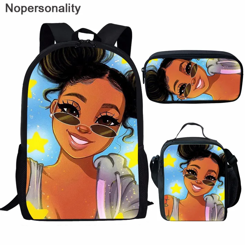 Z5115CGK Nopersonality 3 шт./компл. африканская черная принцесса девочка детский сад школьная сумка американская Школьная Сумка подростковая детские школьные рюкзаки - Color: Z5115CGK