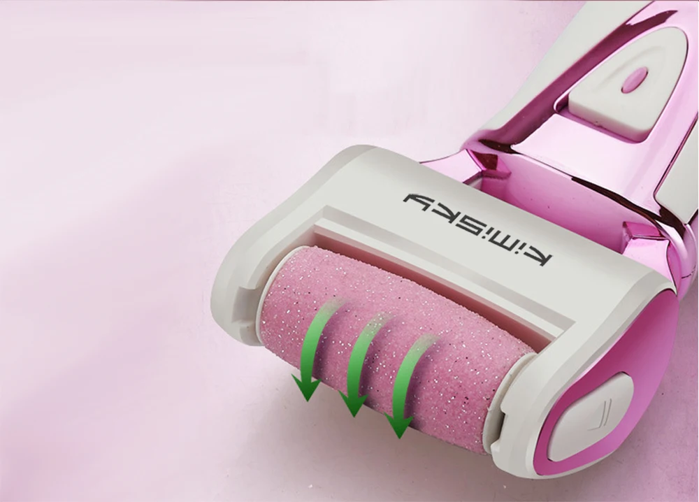 Ferramenta de Cuidados com os Pés Removedor de Pele Kimisky Luxo Recarregável Pedicure Cuidados Pessoais pé Esfoliante Elétrica Pés Morta Cabeças Rolo 18 Cheap Instrumento cuidados c pés