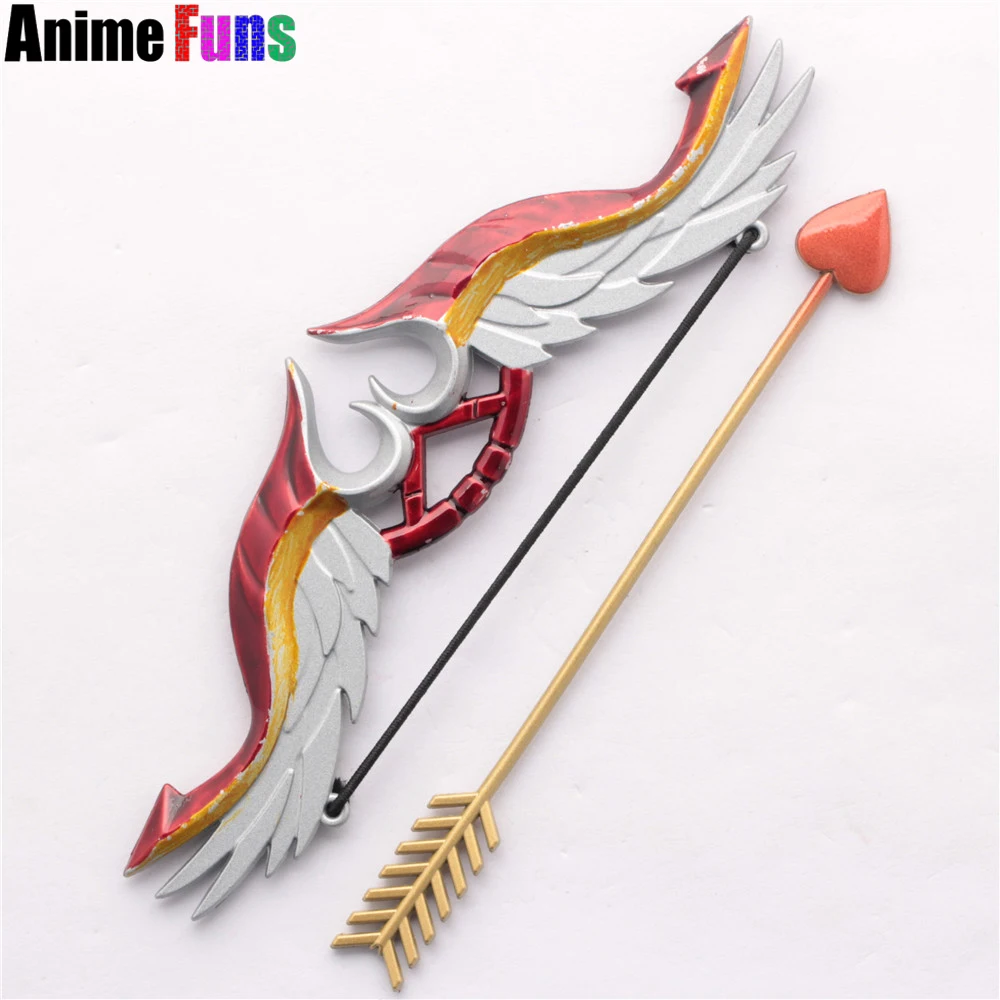 

16cm Game League of Legends Weapon Keychain Model the Arrow of Retribution Varus LOL love Bow and Arrow Charm keyring drop ship