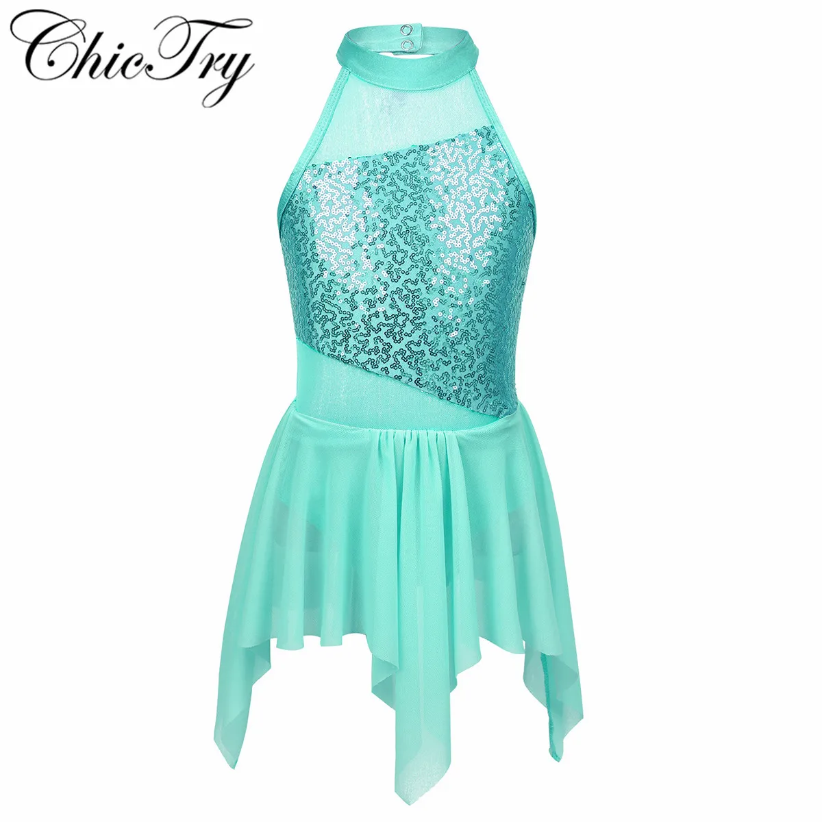 

Fashion Girls Children Latin Dress Girls Women Sequin Mesh Modern Dance Costume Children Professional Irregular Lyrical Dresses