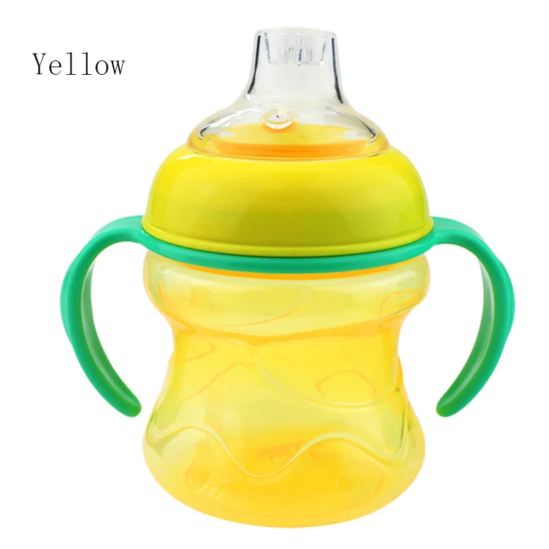 A yellow Для кормления, на присоске бутылочки чашки для младенцев бутылка для воды, молока детская бутылочка для кормления для тренировок с ручка чашки - Цвет: A yellow