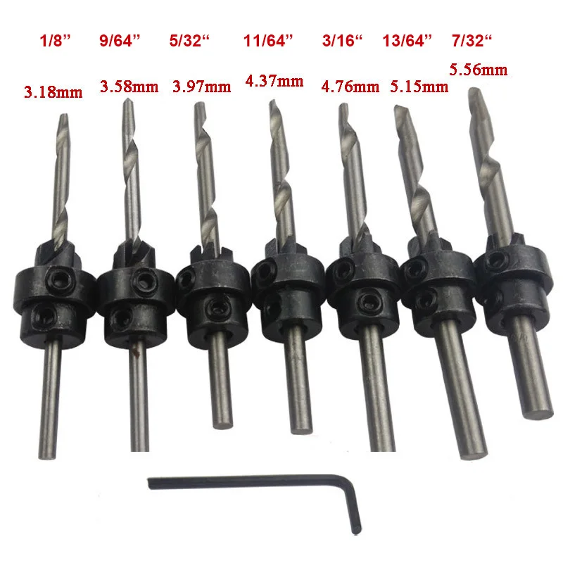 22 Pieces/Set Woodworking Counter Bit Wood Countersinks Drill Bit Set 1/8 7/32 5 6 7 8 9