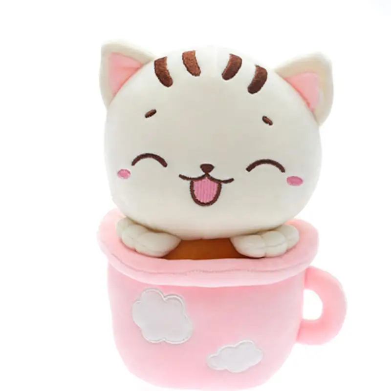 Kawaii кошки в чашках с одеялом плюшевые игрушки спящие детские мягкие милые мягкая подушка для животных милые детские куклы подарок на день рождения для девочки - Цвет: 1
