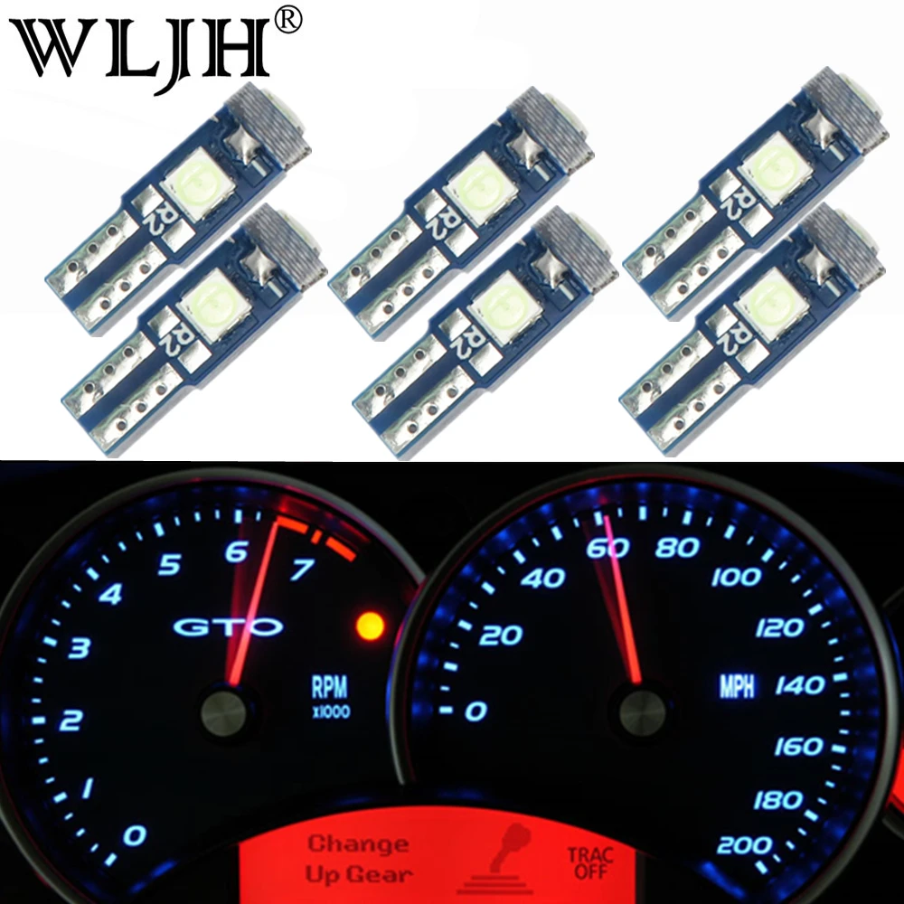 WLJH 6x T5 светодиодный лампы 73 74 лампы кластера лампа приборной панели для Mercedes-Benz 300SE 300SDL 350SD 350SDL 380SE 380SEC 420SEL - Испускаемый цвет: Кристально-синий