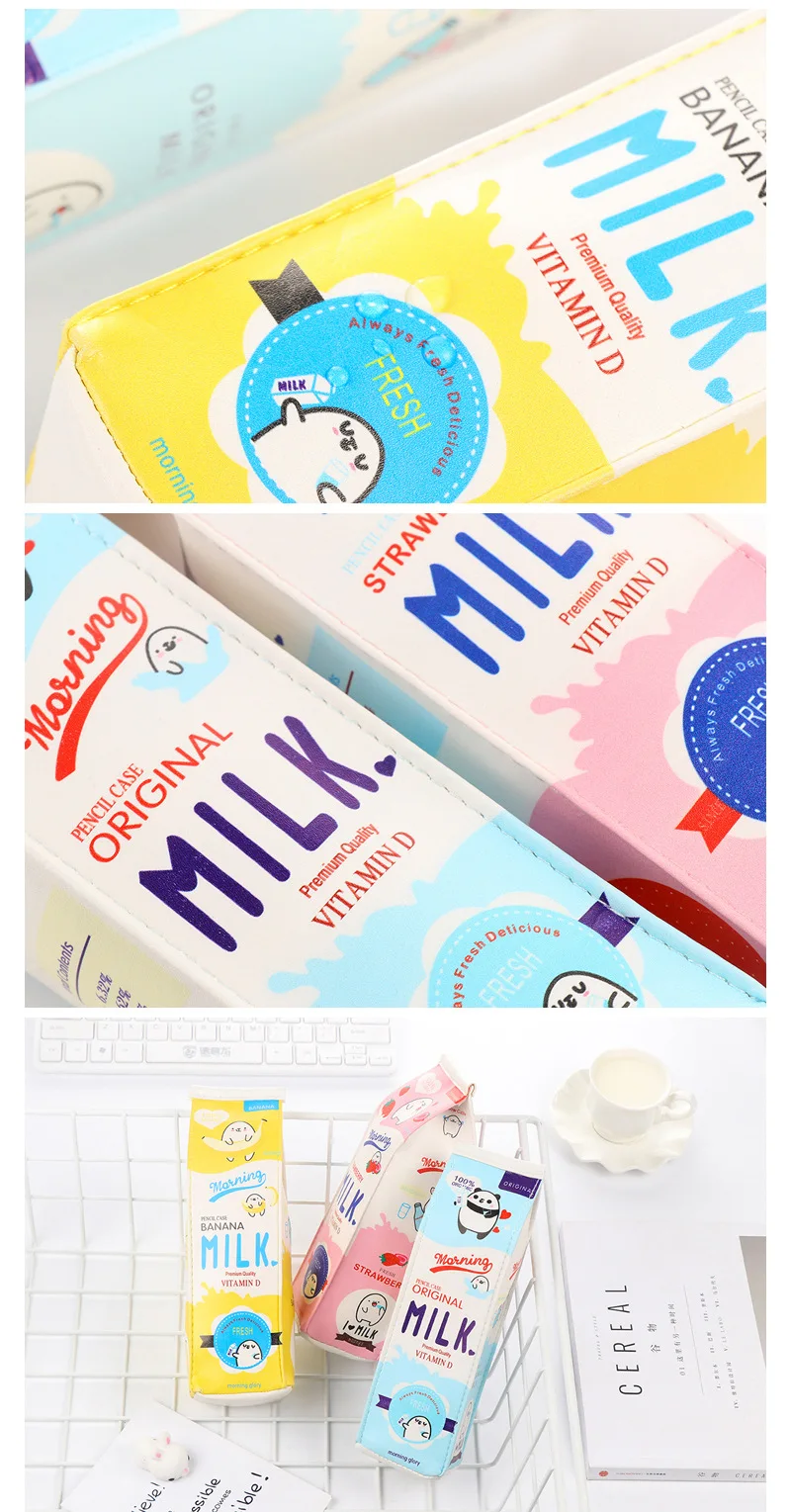 Creative School Pencil Case Cute Animals Fruits Milk Box Pen Bag Kawaii Stationery Office School Supplies Korean Stationery