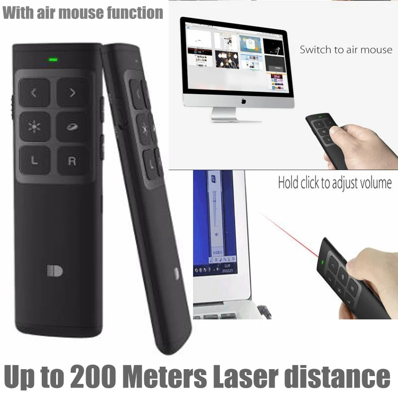 

Doosl Red Laser Pen Pointer Powerpoint Clicker Air Mouse Rechargeable RF 2.4GHz Wireless Remote Control Presenter Projector