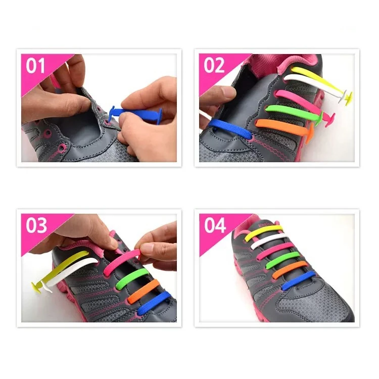 16 шт./лот эластичные шнурки силиконовые шнурки эластичные шнурки креативные ленивые силиконовые шнурки резиновый шнурок L12/L13