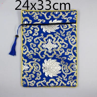 Роскошная сумка для книг в китайском стиле, большая шелковая сумка для хранения парчи, буддийские книги, тканевая Защитная сумка для коллекции - Цвет: blue large zipper
