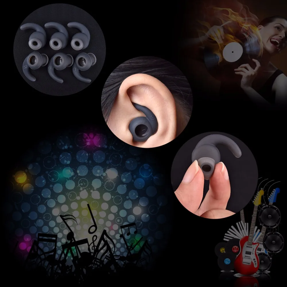 3pairs/lot Soft Silicone Ear Pads Eartips for Earphone Silicone case Ear Hook In-ear Earbuds Earphone Accessories Ear tips