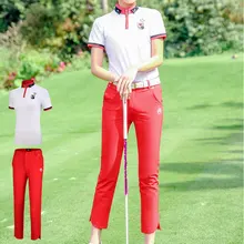 Pgm, женские штаны для гольфа, костюм для женщин, для похудения, дышащая одежда для гольфа, летняя рубашка с коротким рукавом, высокоэластичные тонкие брюки, наборы D0737