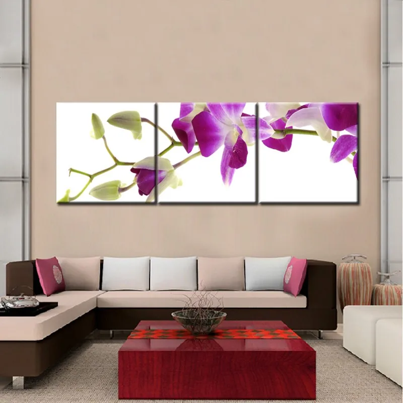 Purple Orchid Print on Canvas Floating Frame Option Modern Wall Art Extra Large Wall Art