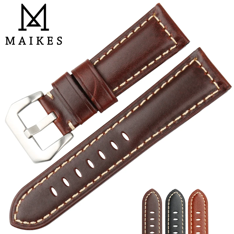 MAIKES ручной работы в стиле ретро кожаный ремешок для наручных часов 22 мм/24 мм/26 мм
