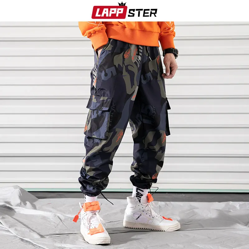 orange camo track pants