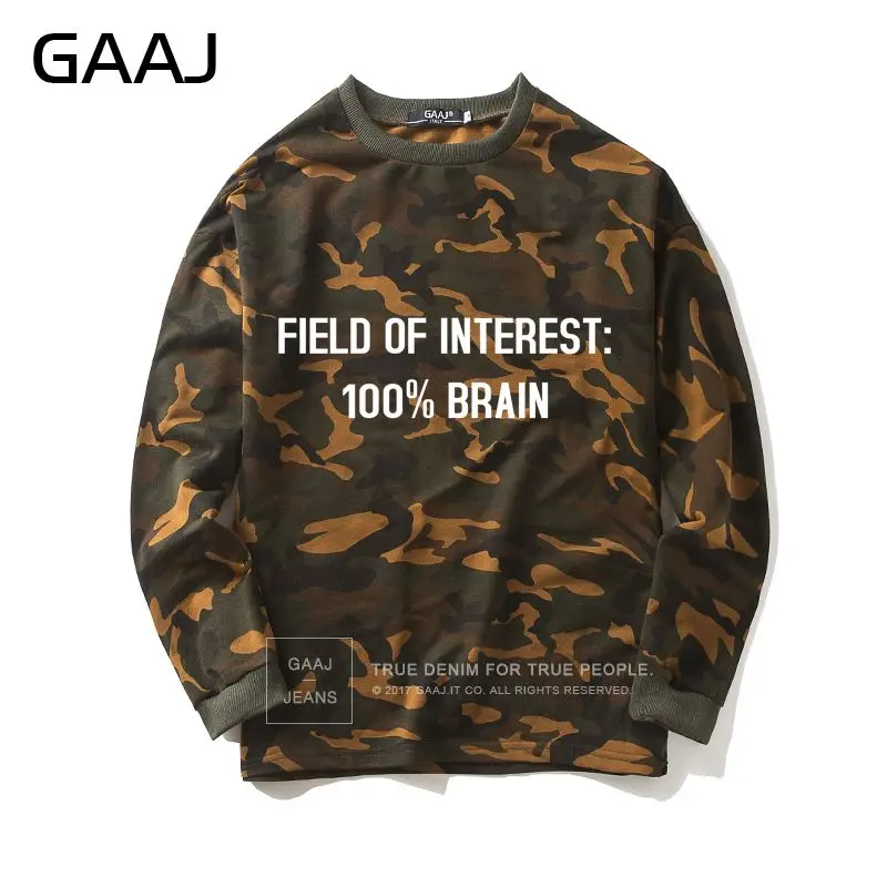 Камуфляжный Свитшот GAAJ с надписью brain of interest и Geek для мужчин женщин