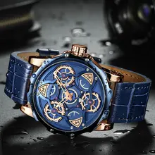Мини часы Focus Для мужчин синий военные часы аналоговые кварцевые часы с ремешком из натуральной кожи 3D Креативный дизайн Для мужчин s спортивные наручные часы