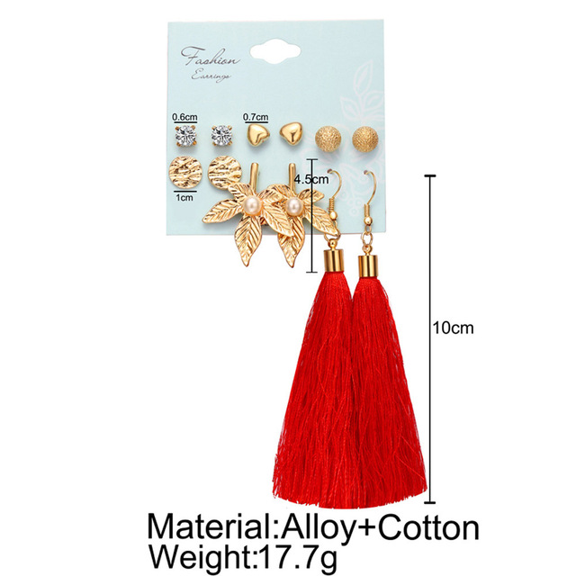 Bohemian Geometric Big Earrings sets For women Boho Tassel Long Drop Dangle Gold colors Earring Fashion Jewelry Dropshipping