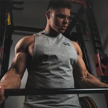 Сжатия Хлопка Мужская Спортивная Бодибилдинг Без Рукавов Майка Спорт Синглетных Мужчины Рубашки Тренажерный Зал Фитнес Работает Жилет