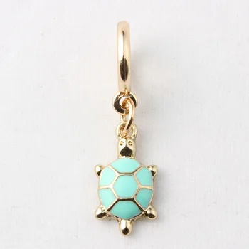 

Sea Turtle Endless Charms Enamel Golden Floating Dangle Charms Fit 6mm Round Leather Endless Bracelet 10PCS