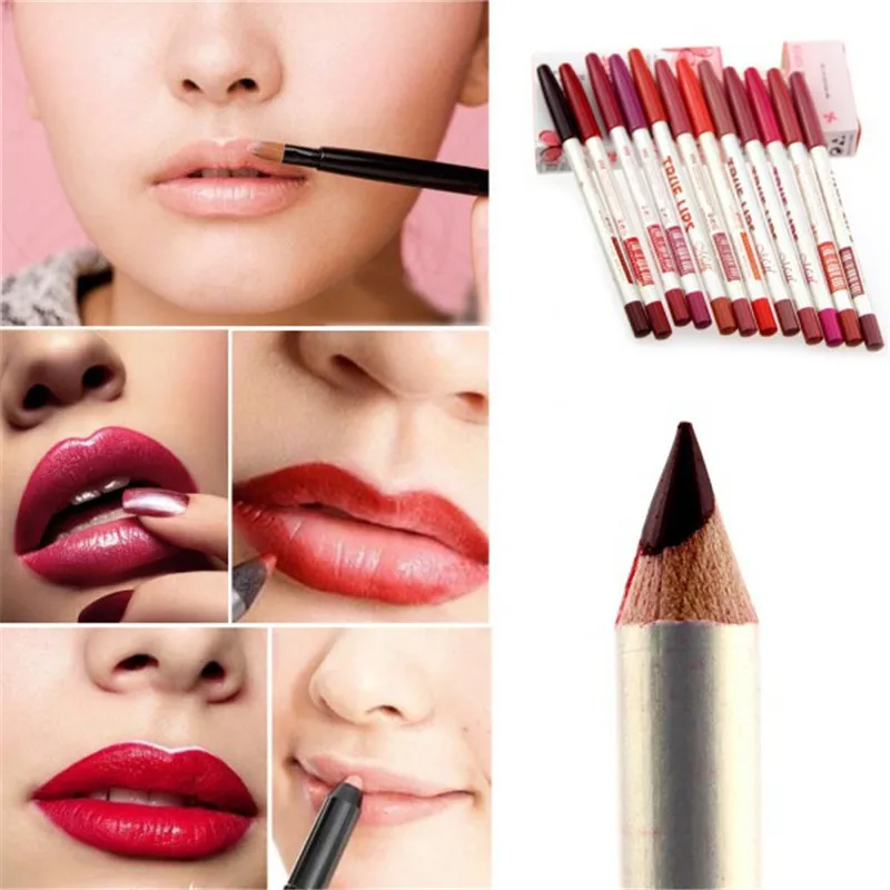 

12pcs/set High Quality 12 Colors Colorful Waterproof Beauty Eyeliner Lippliner Lip/Eye Liner Pencil MakeUp Sets