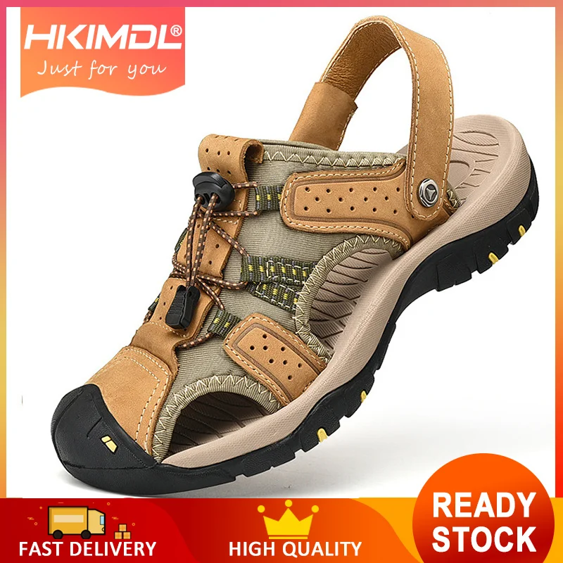 HKIMDL rand Heren Sandalen зомер Leren Sandalen voor Mannen Гладиатор Sandalen Спорт на открытом воздухе Mannelijke зомер Schoenen