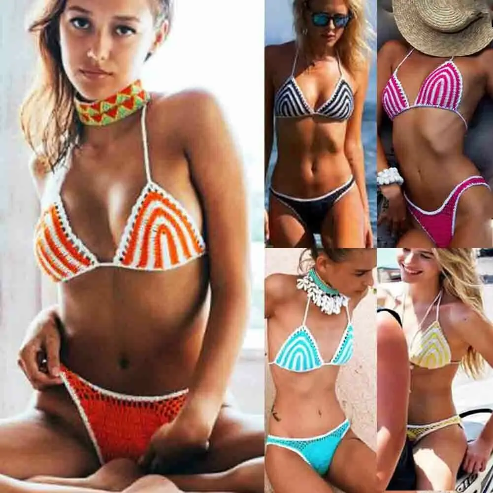 

Bandage Bikini Swimwear Women Swimsuit Padded Thong Bikini Set Push-up Halter Swimsuit Bathing Suit Swimwear Brazilian Female