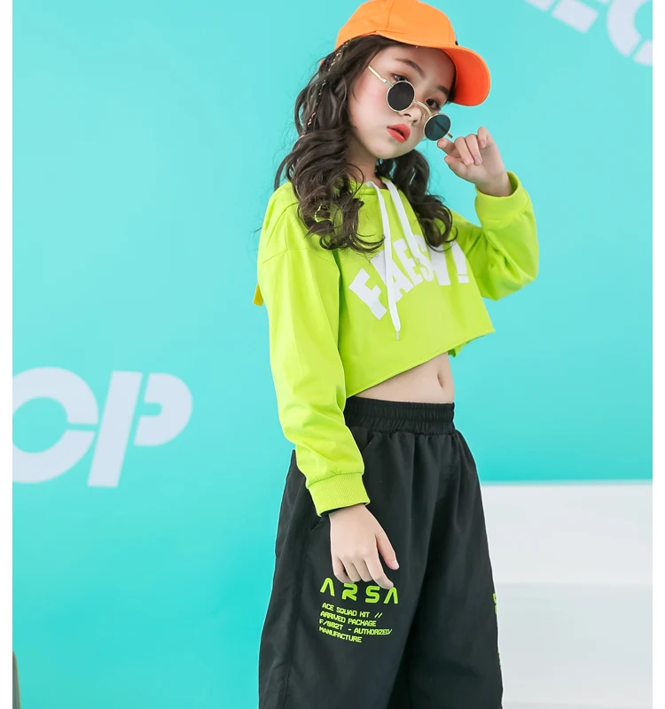 Toddler summer girls sets hip hop hoodie kids  dance costumes jazz summer baby girls clothing set children's clothing 160 140 (8)