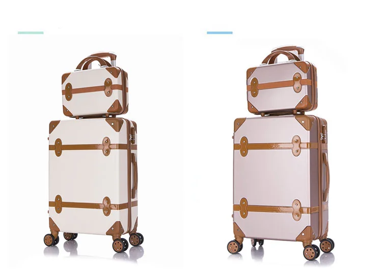 Набор чемоданов тележка для багажа на колесах сумка для путешествий 24 дюймов ретро чемодан колеса женский косметический чехол для переноски багажа