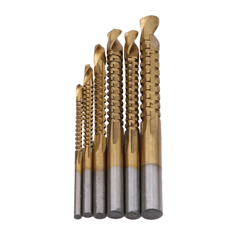 6PCS/set Golden Drill Bit High Speed Steel Titanium plated Woodworking