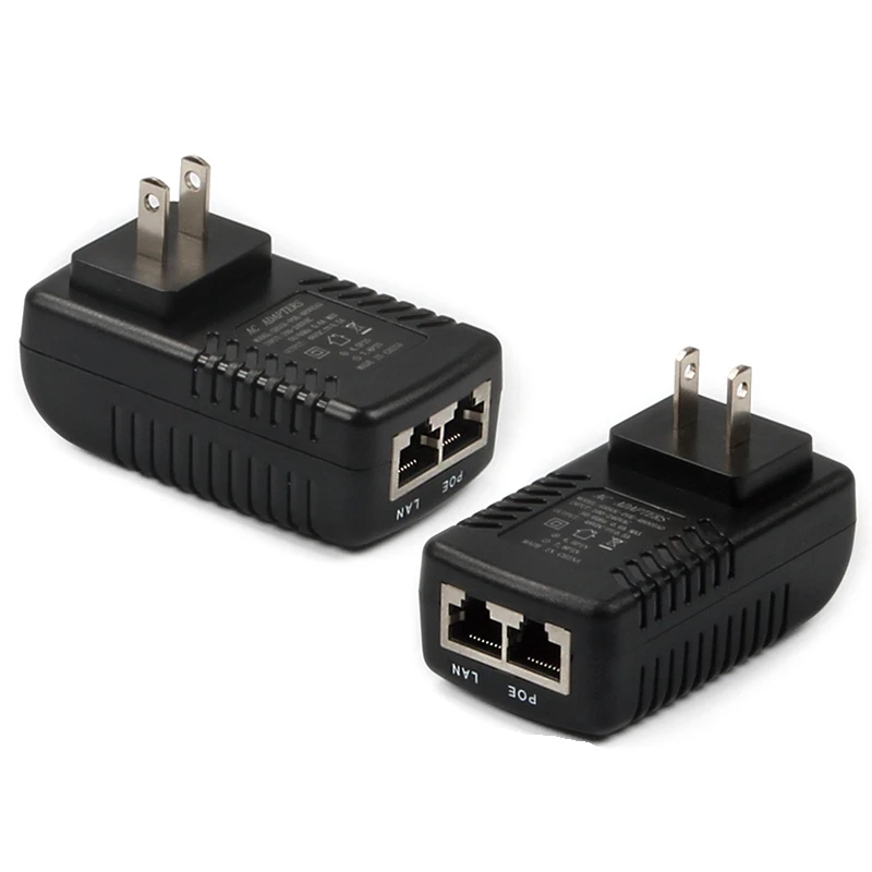 2PCS POE Adapter 12V 1A 12W Wall Plug POE Injector Adapter IP Phone / Camera Power