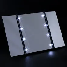 3 Folding Portable Touch Screen New Design 8 LEDs Lighted Makeup Mirror Make-up Adjustable Tabletop Countertop Make Up Mirror