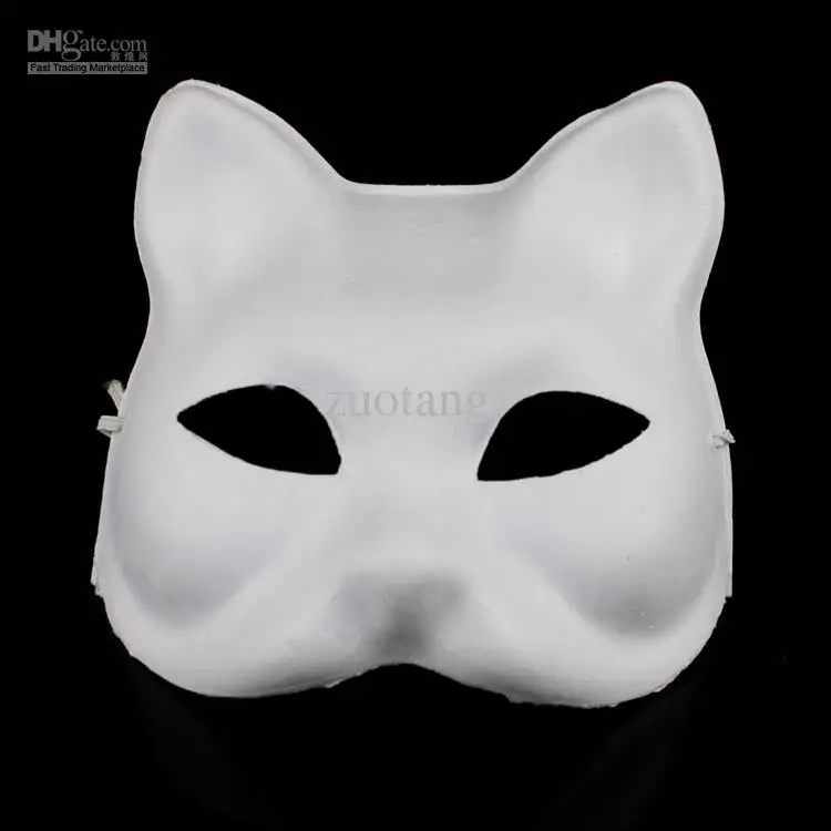  Unpainted Blank White Environmental Paper Pulp Fox Masks , DIY Fine Art Painting Programs 