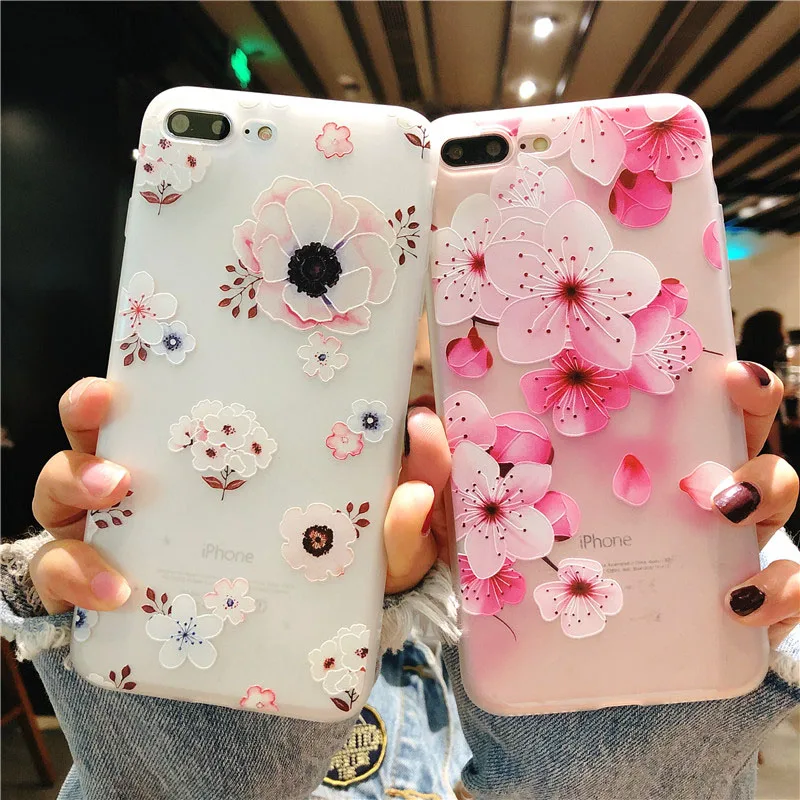KIP7P1152_5_Flowers Pattern Soft TPU Case for iPhone 7 Plus